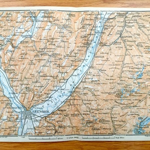 Antiguo 1914 Grenoble, Francia Mapa de Baedekers Guía Atlas – Allevard, Goncelin, Pontcharra, Barraux, Domene, Sassenage, Voiron, Voreppe