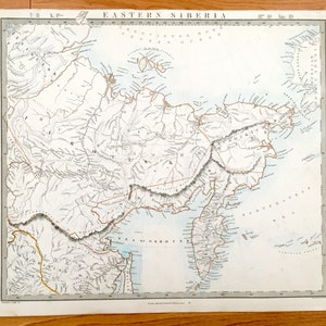 Antike 1845 Russland Karte von SDUK Atlas – Ostsibirien, China, Alaska, Tartar, Kamttschatka, Bering Straße, Okhotsk, Iakoutsk, Arktischer Ozean