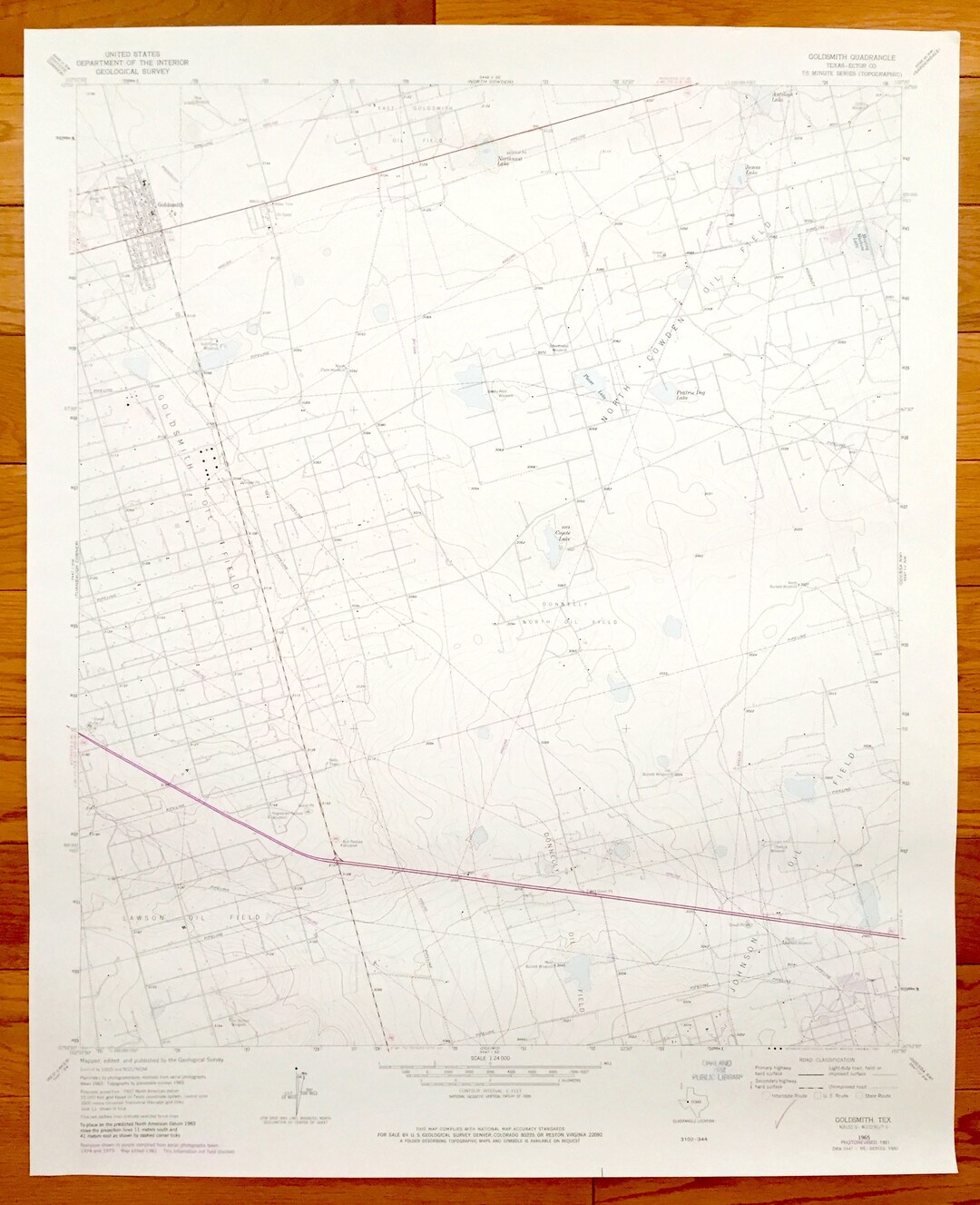 Antique Goldsmith Texas 1965 US Geological Survey Topographic Etsy UK