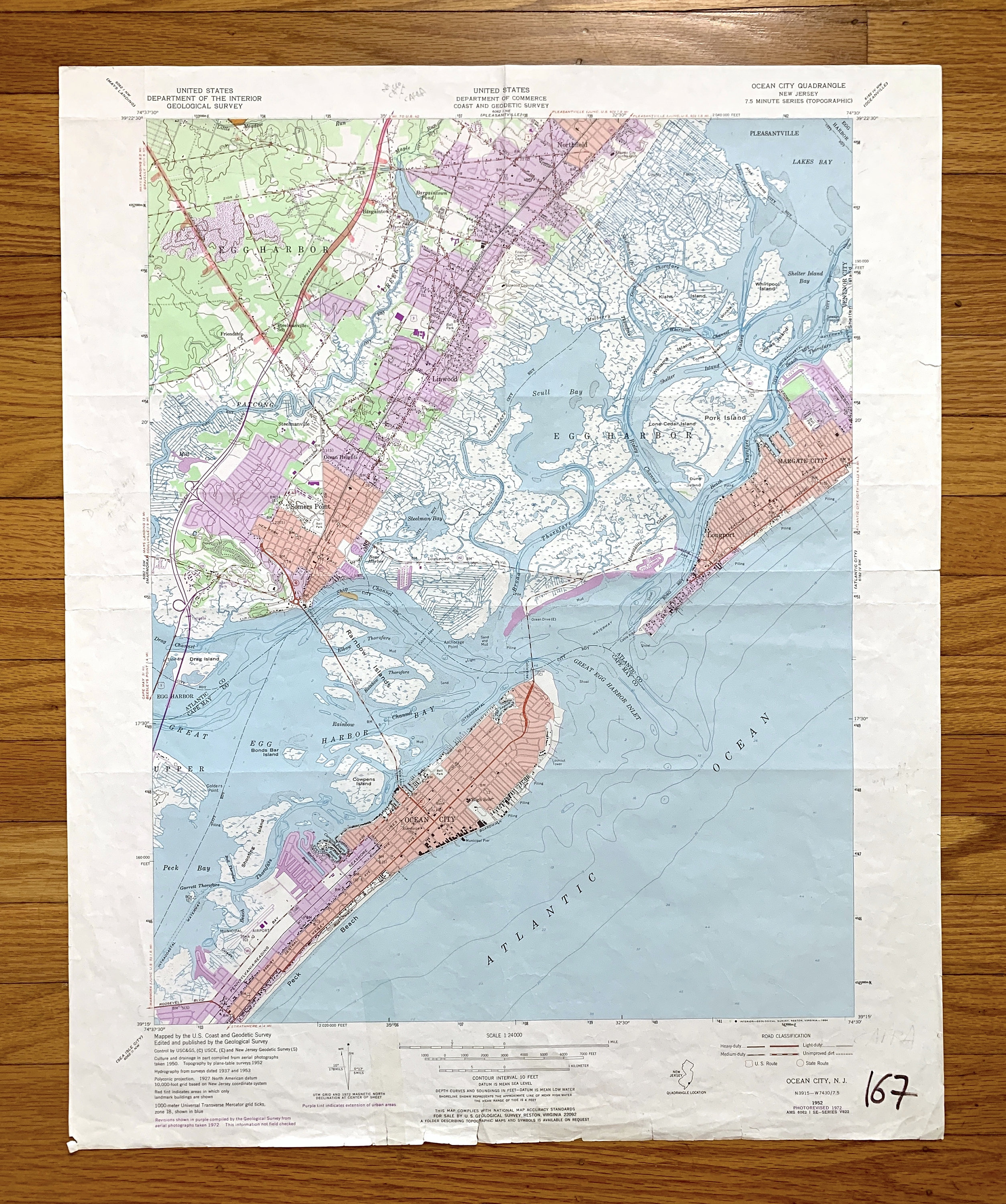 Antique Ocean City, New Jersey 1952 US Geological Survey