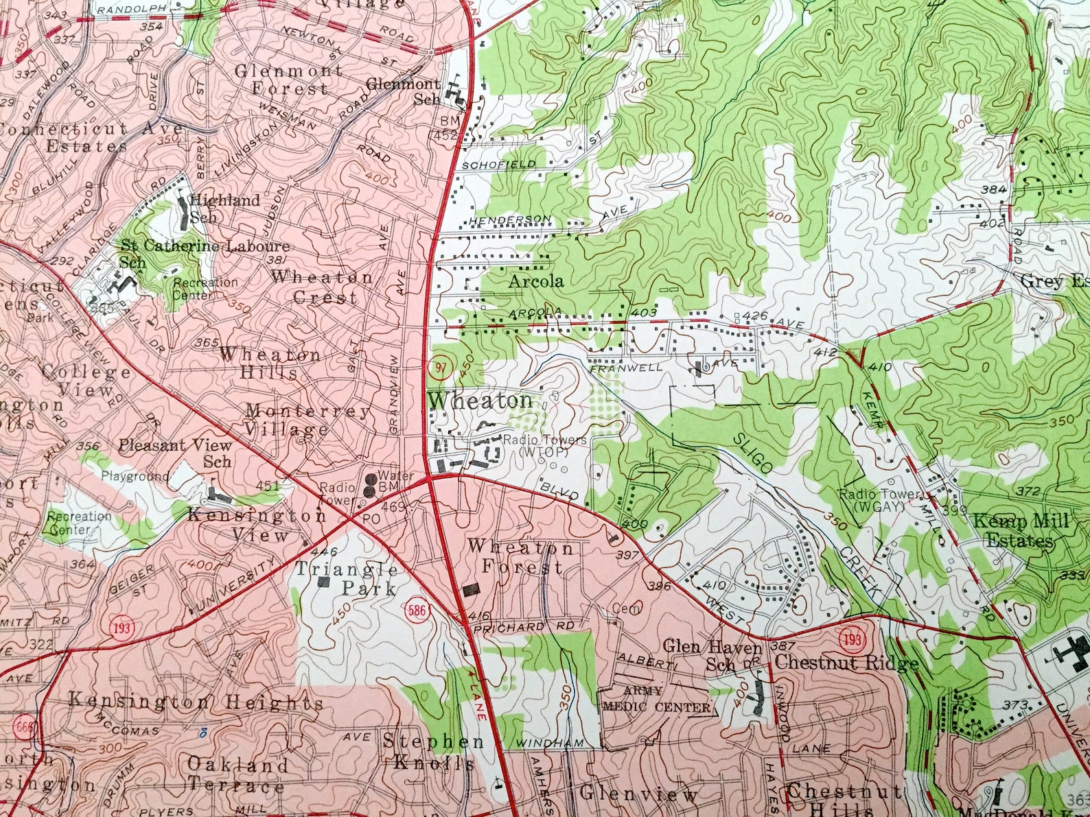 Antique Kensington Maryland 1956 Mapa topográfico del Etsy