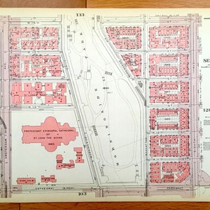 Antike Manhattan, New York Stadt Karte von Bromley's 1955 Manhattan Land Book – Morningside Höhen, Manhattan Valley Central Park Harlem NYC