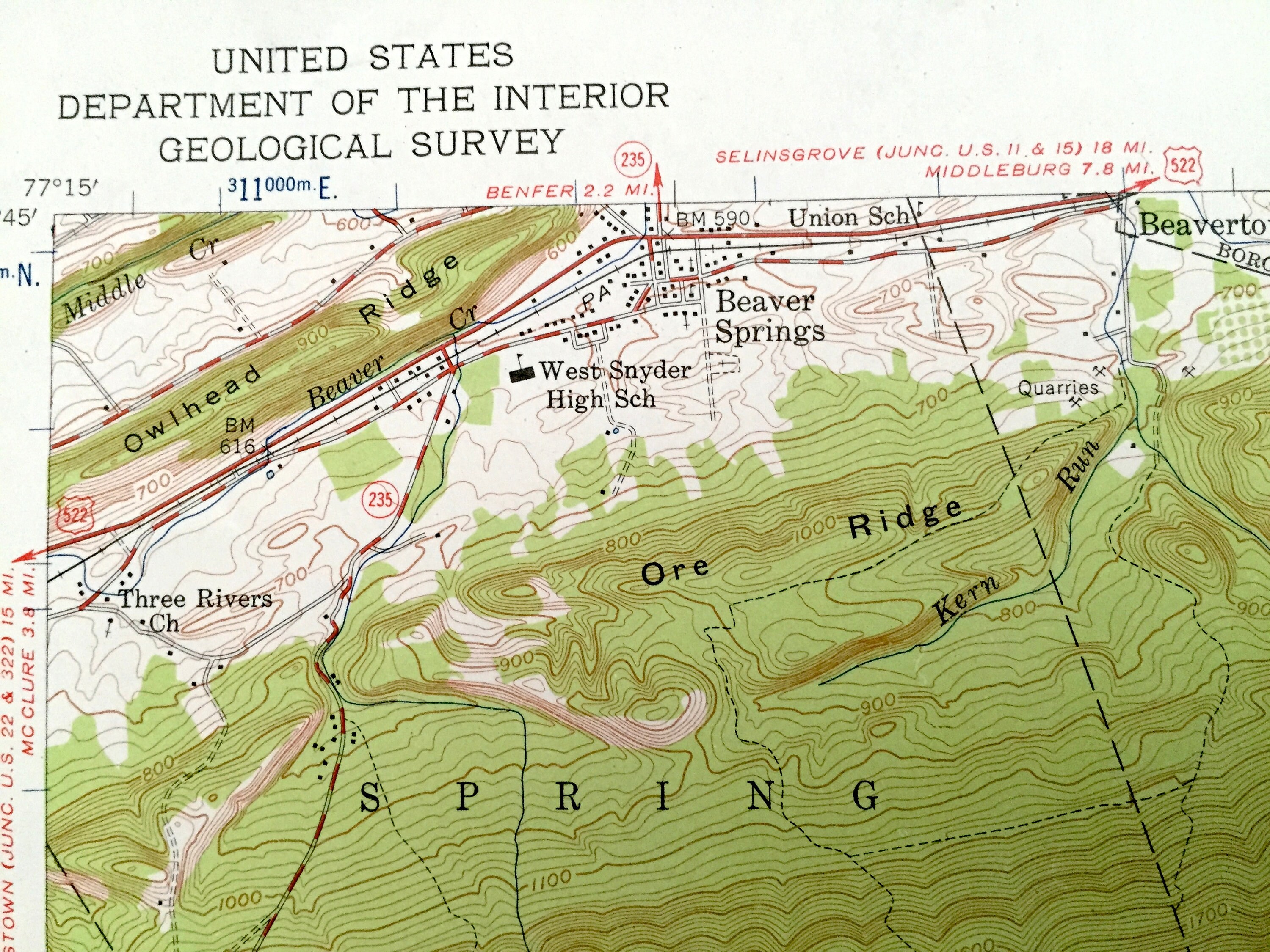 Antique Millerstown Pennsylvania 1955 US Geological Survey Etsy