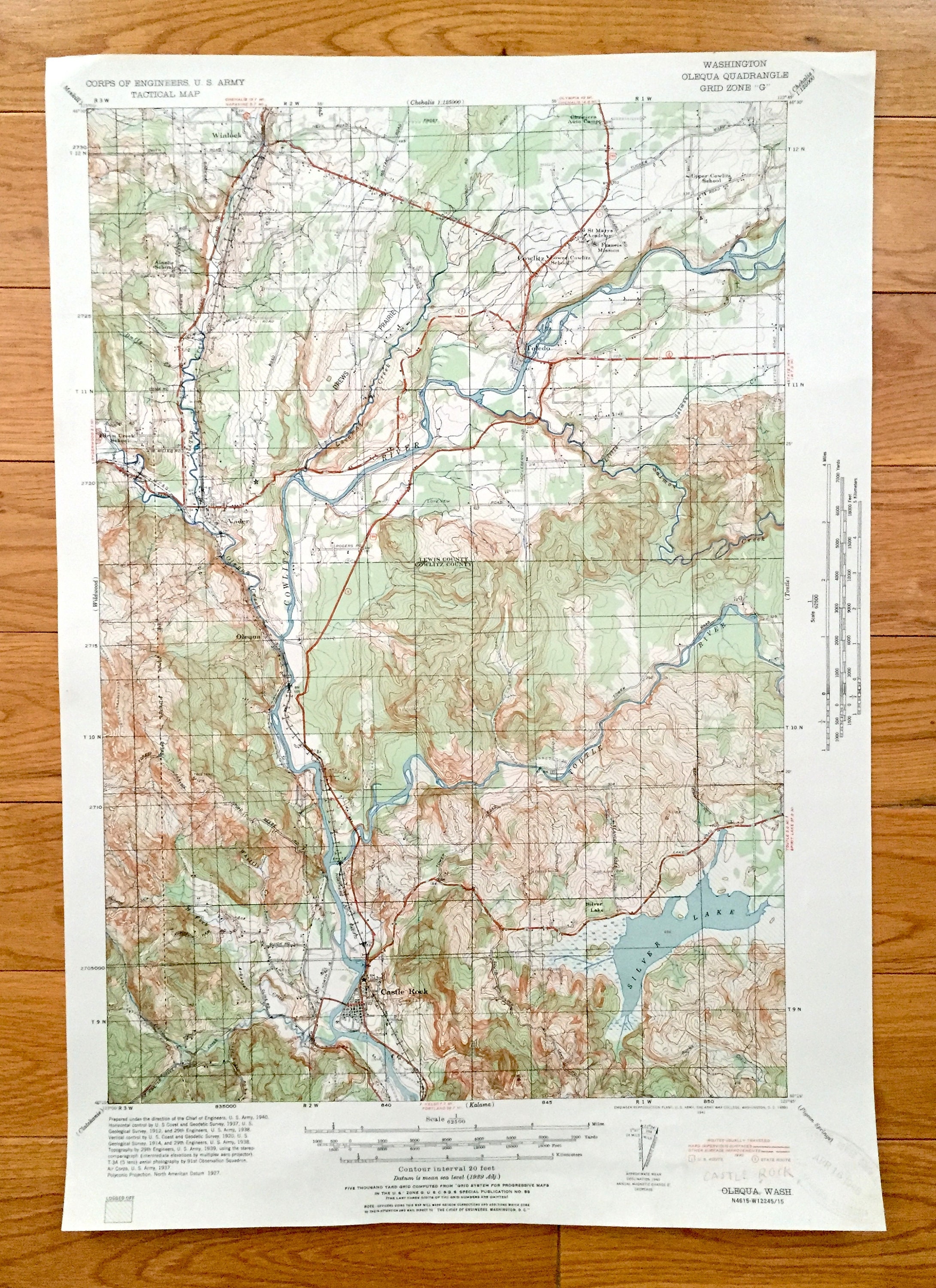 Antique Castle Rock Washington 19341 US Geological Survey Etsy