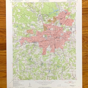 Antique Greensboro, North Carolina 1951 US Geological Survey Topographic Map – Guilford County, College Hill, Irving Park, Lindley, NC