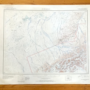 Antiguo Monte McKinley, Alaska 1952 US Geological Survey Mapa topográfico – Parque Nacional Denali, Chulitna, Nenana, Mt Deception, Glaciares AK