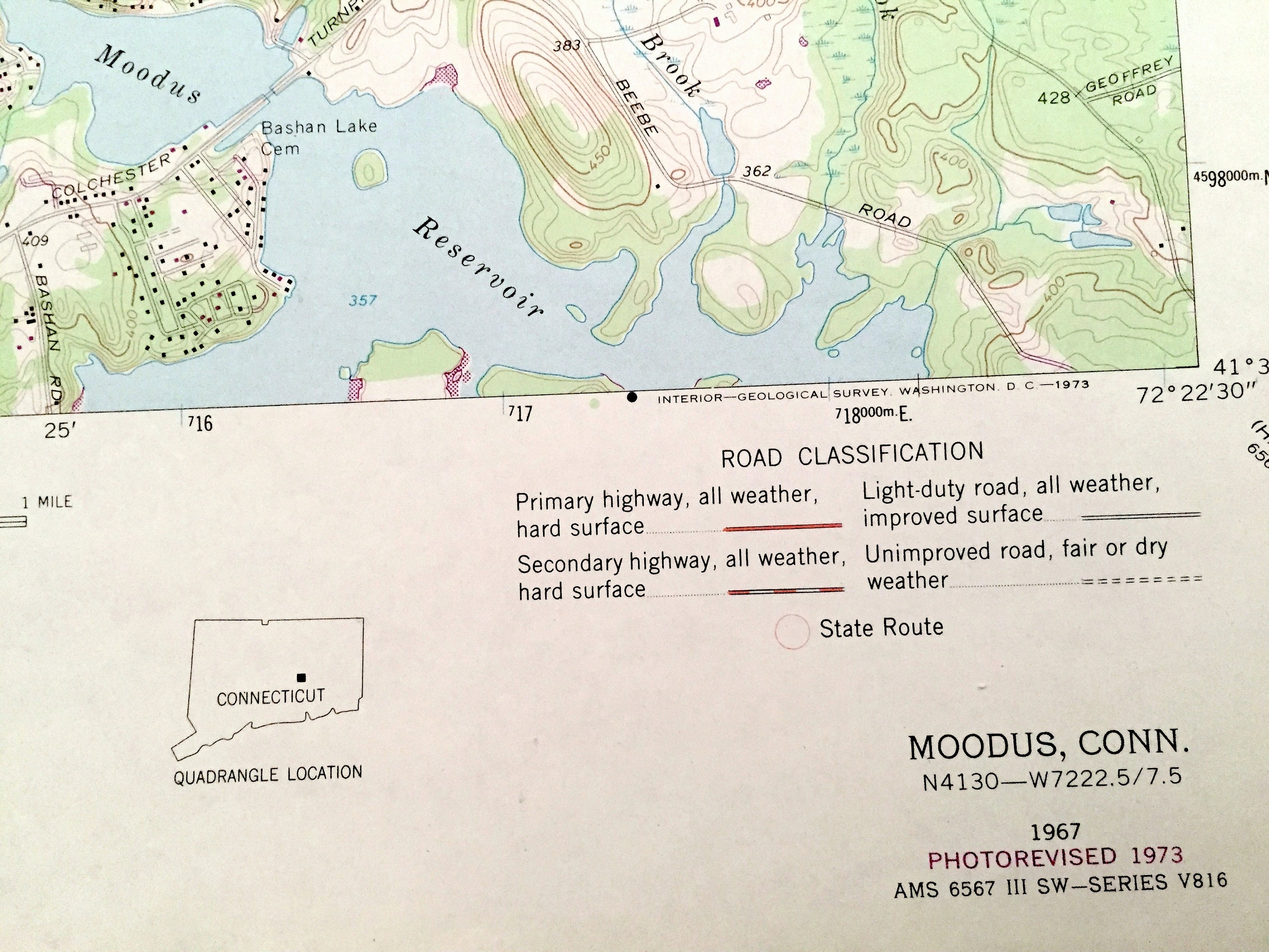 Antique Moodus Connecticut 1967 Mapa topográfico del Servicio Etsy