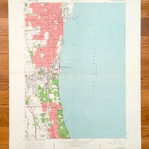 Antike Zion, Illinois 1960 US Geologische Untersuchung Topographische Karte - Lake County, Nord-Chicago, Schilde, Lake Forest, Küste, Navy Training IL