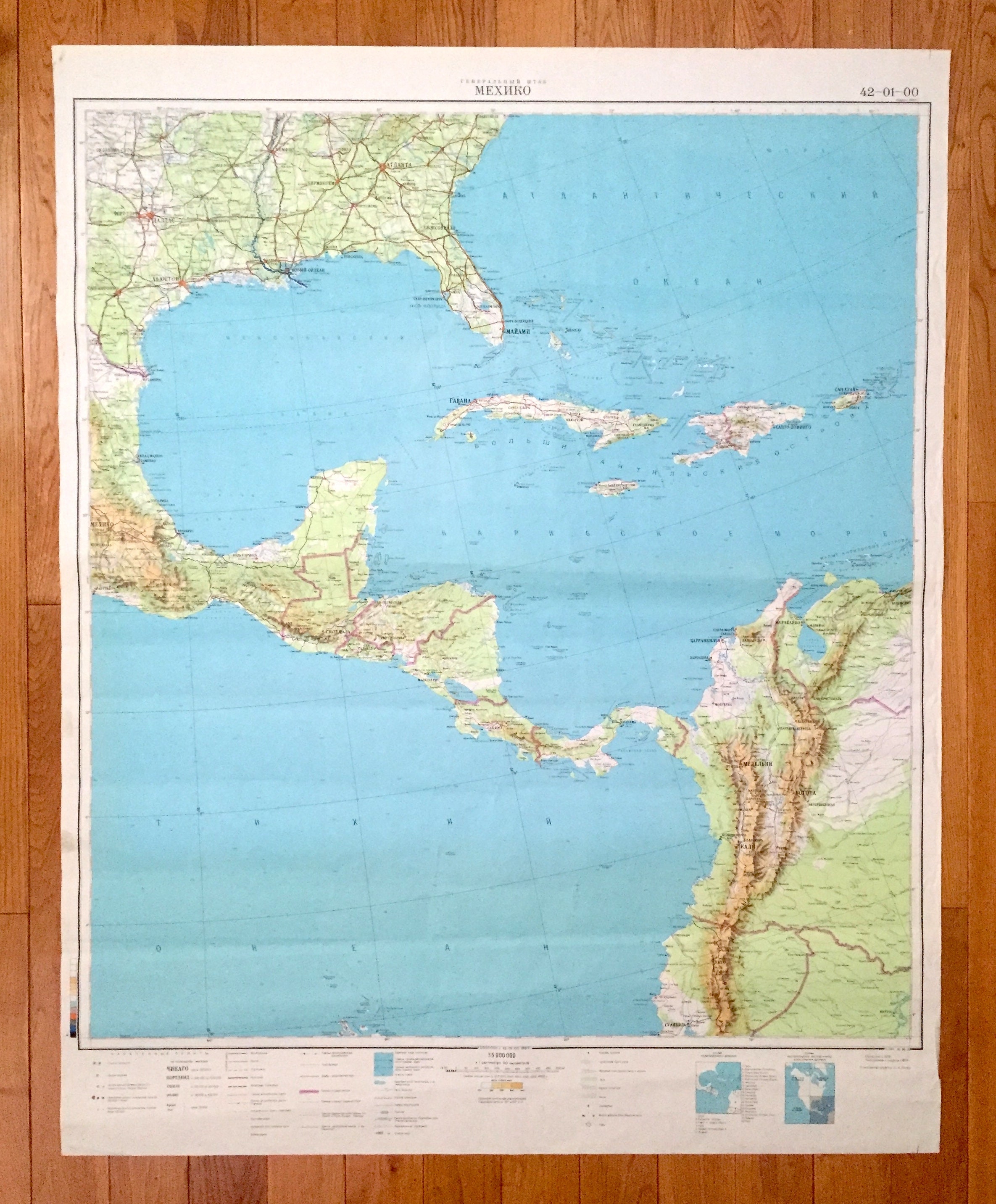 Antique SOVIET Caribbean 1978 Russia Army Survey Map – Cuba