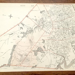 Antik 1891 Lynn, Massachusetts Straßenkarte von George H Walker & Co – Essex County, Walden Pond, Breeds Pond, Saugus River, Lynn Harbor MA