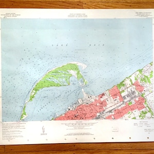 Carte topographique antique d'Erie North, Pennsylvanie, 1957 US Geological Survey - comté d'Erie, Millcreek, Lawrence Park, Harborcreek, Pennsylvanie