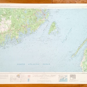 Antique Eastport, Maine 1969 US Geological Survey Topographic Map – Lubec, Machias, Jonesport, Moose Island Dennysville Washington County ME