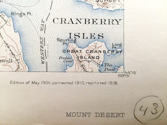 Bar Harbor MOUNT DESERT ISLAND Maine BAEDEKER 1904 old antique map chart