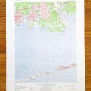 Mapa topográfico de la costa este de la bahía de Antique, Nueva York, 1955, del Servicio Geológico de los Estados Unidos: Fire Island, condado de Suffolk, Long Island, Islip, Brookhaven, NY