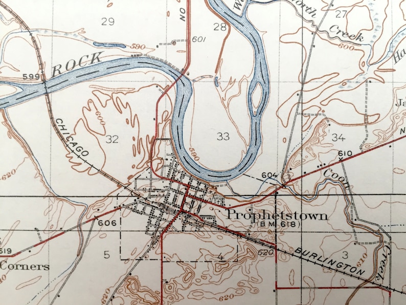 Antique Prophetstown Illinois 1936 US Geological Survey Etsy