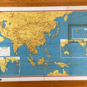 Antieke kaart Verre Oosten uit 1943 door Winslow & Milrose - India, China, Zuidoost-Azië, Indonesië, Filippijnen, Thailand, Japan, Midden-Oosten, Nepal