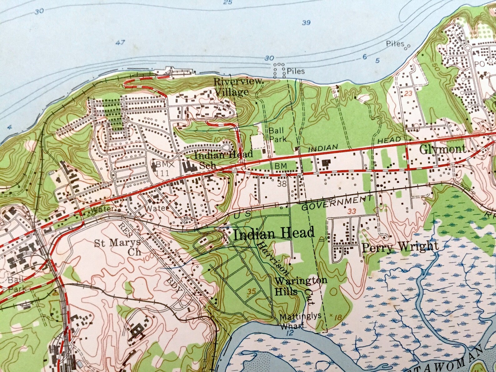 Antique Indian Head Maryland & VA 1956 US Geological Survey Etsy