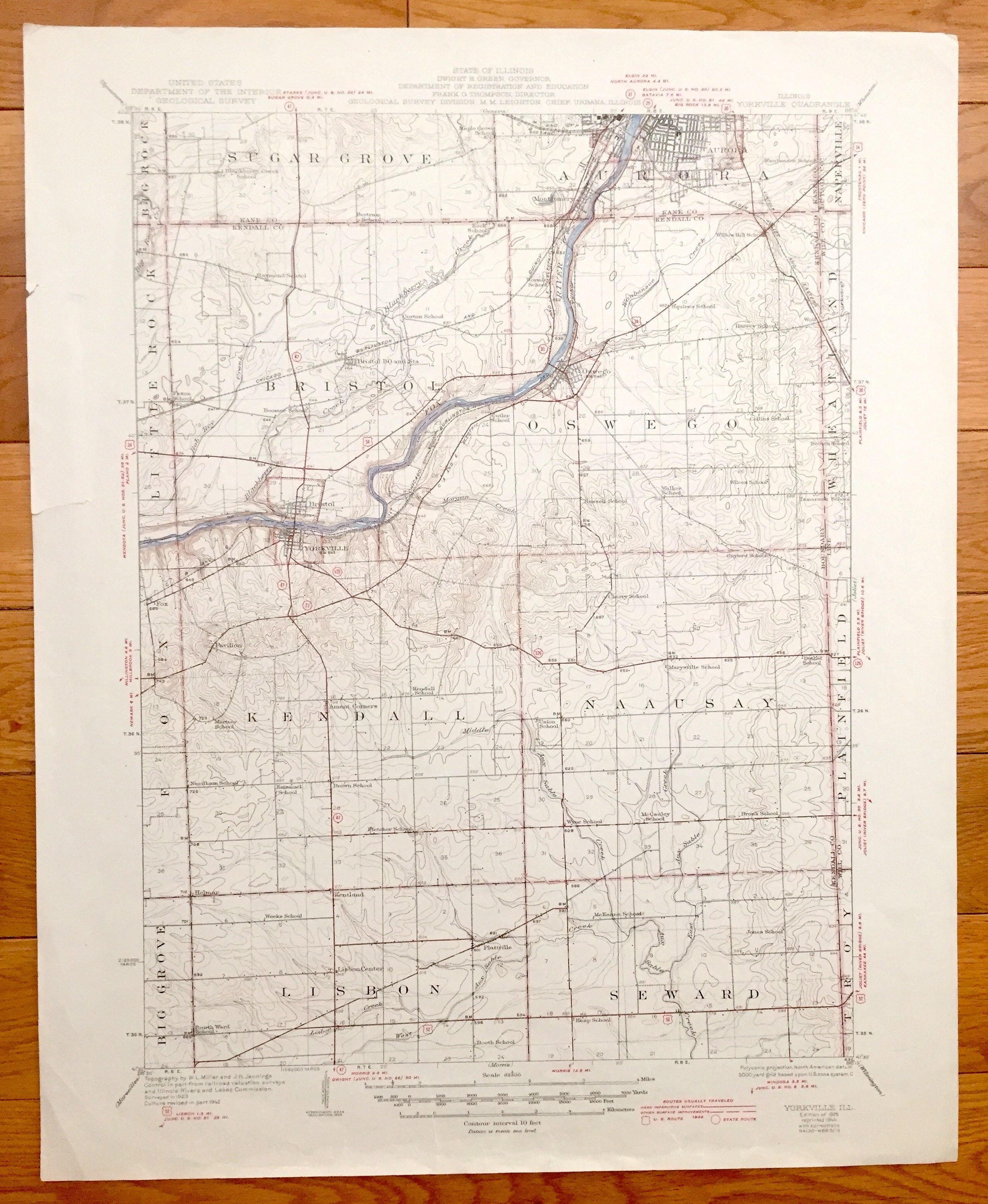 Antique Yorkville Illinois 1925 US Geological Survey
