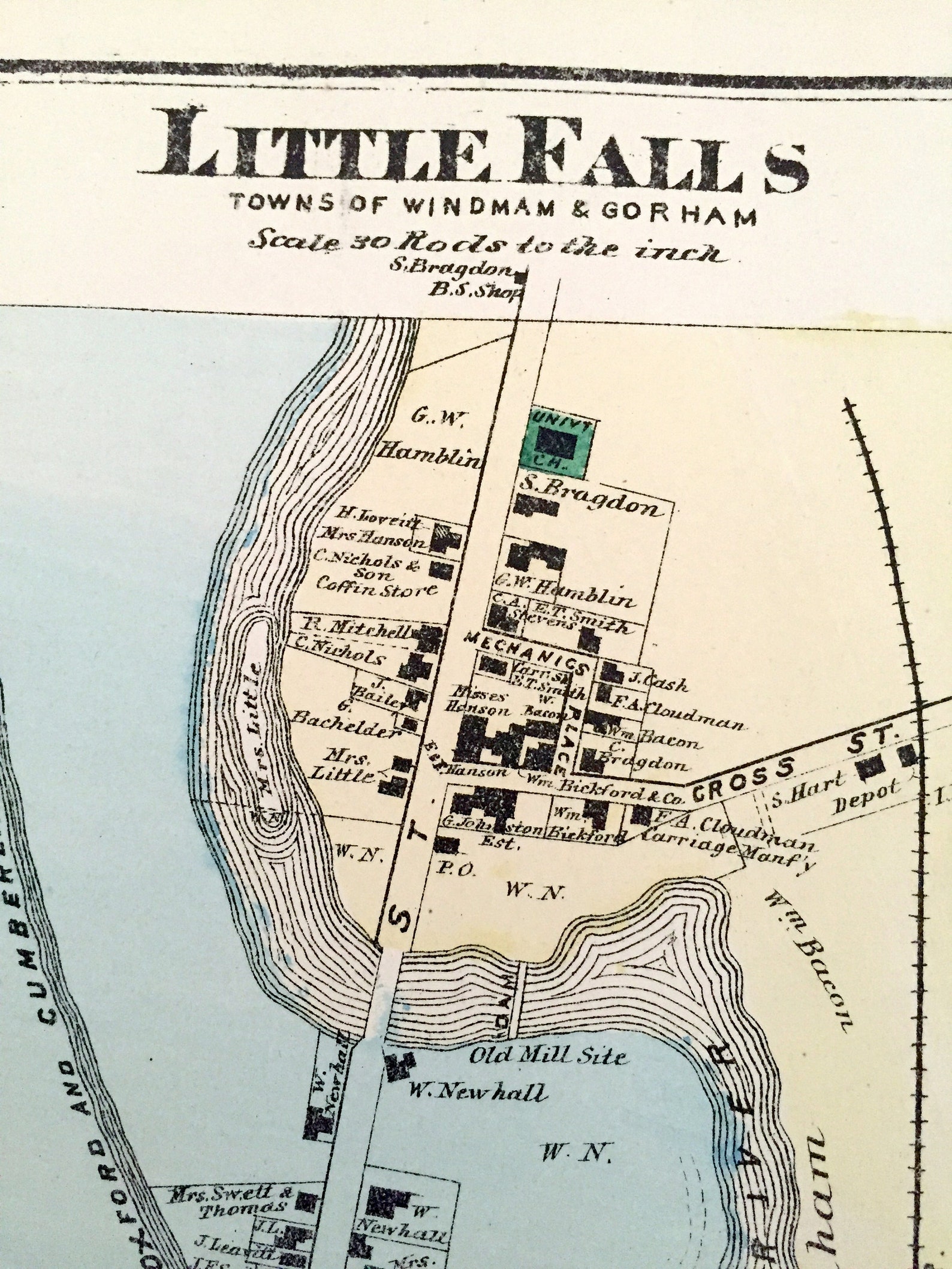 Antique 1871 Little Falls Maine Map From F.W. Beers Atlas of Etsy