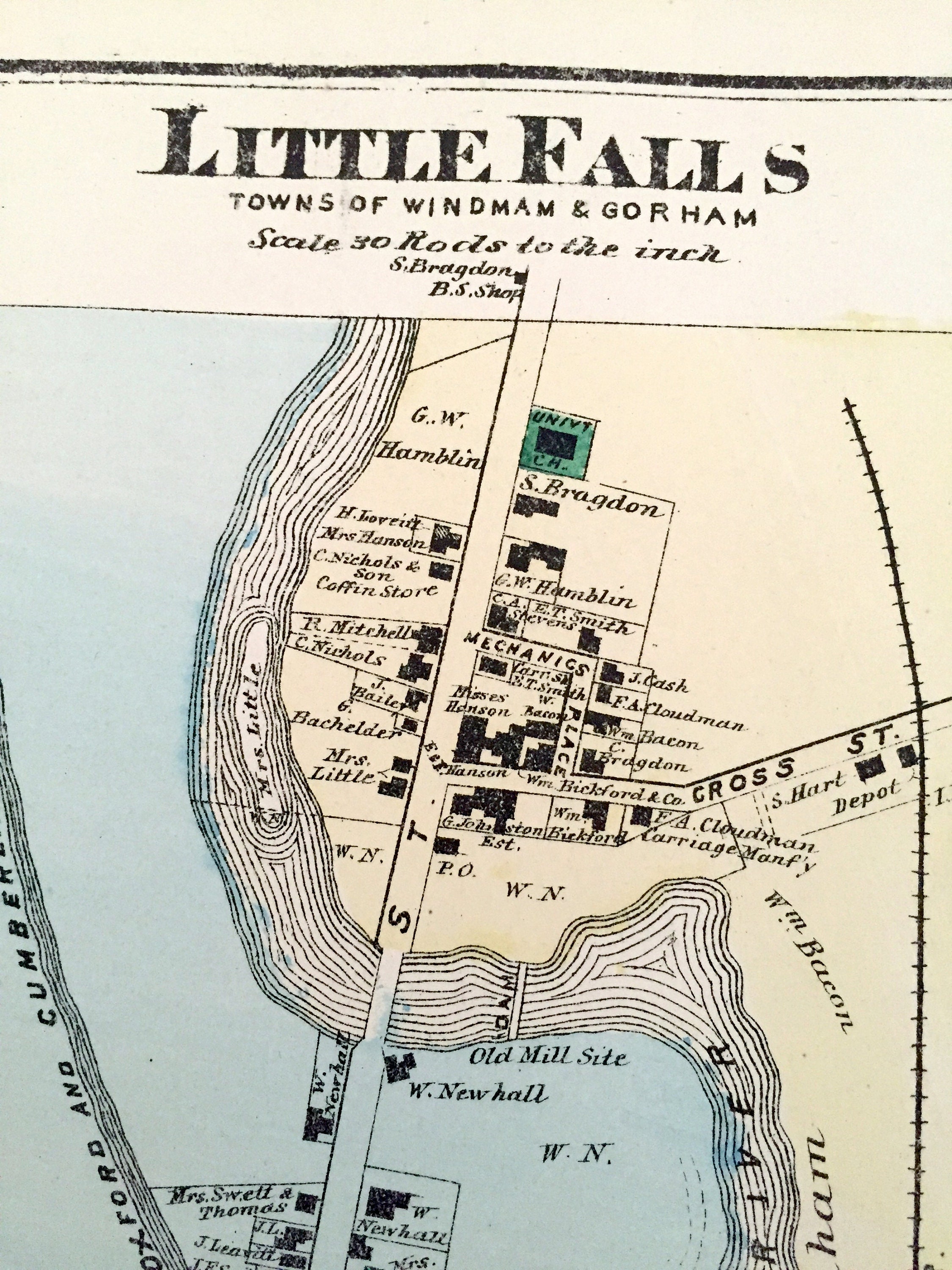 Antique 1871 Little Falls Maine Map From F.W. Beers Atlas of Etsy