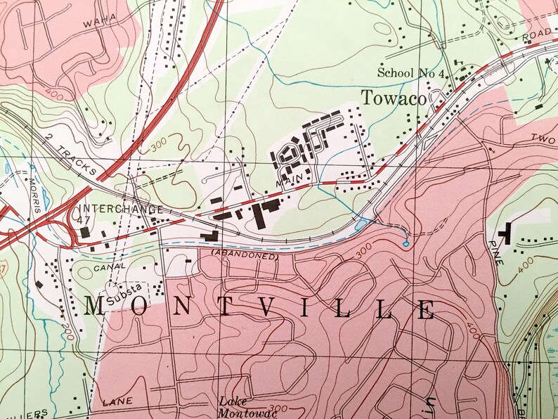 Antique Pompton Plains New Jersey 1995 US Geological Survey Etsy