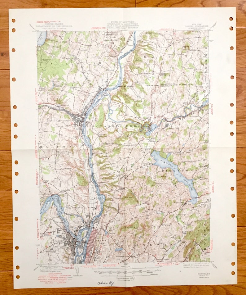 Antique Cohoes New York 1949 US Geological Survey Topographic Etsy