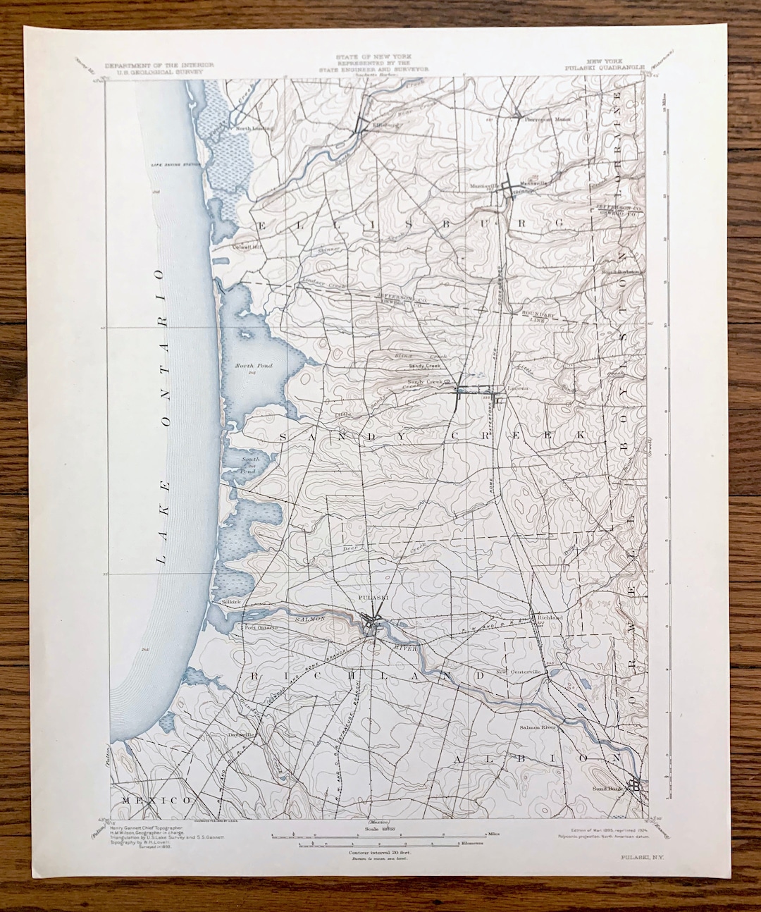 Antique Pulaski, New York 1895 US Geological Survey