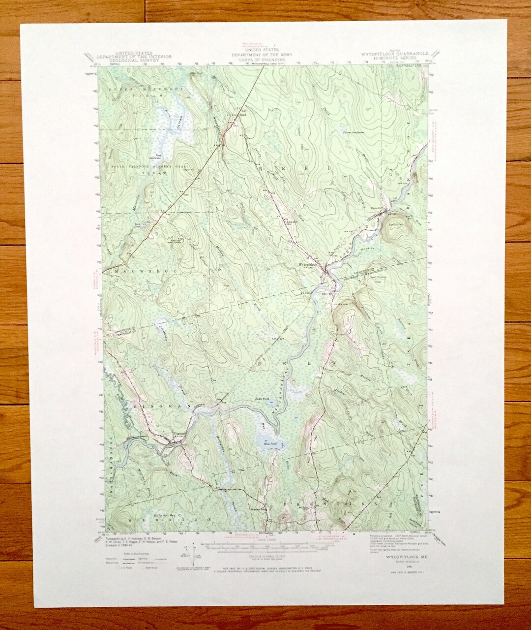 Antique Wytopitlock, Maine 1941 US Geological Survey Topographic Map