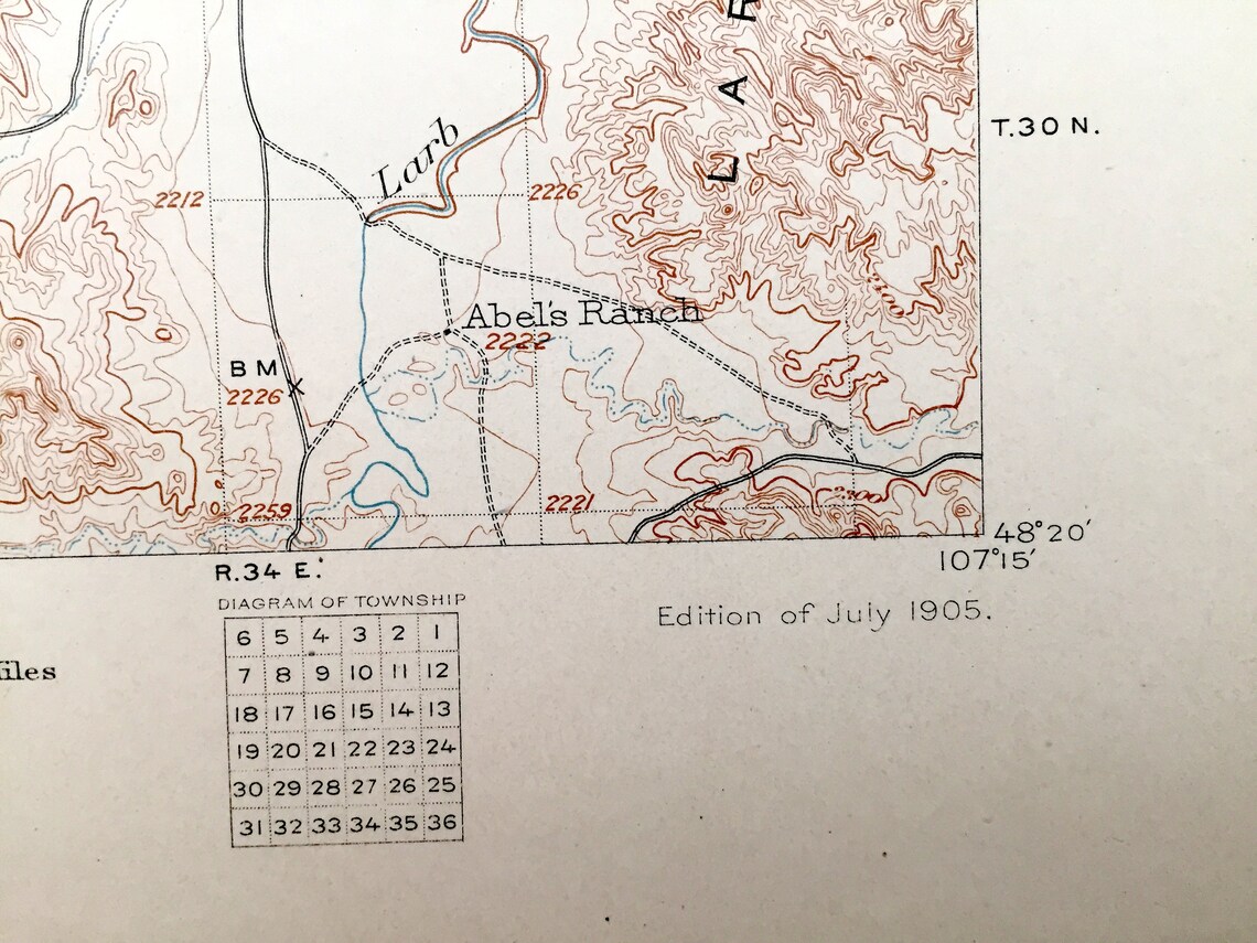 Antique Saco Montana 1905 US Geological Survey Topographic Etsy