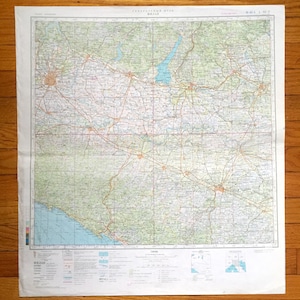 Antiguo SOVIÉTICO Milán, Italia 1970 Mapa de la encuesta del ejército ruso - Bolonia, Bérgamo, Brescia, Verona, Lago di Garda, Módena, Parma, Pavía, Lombardía