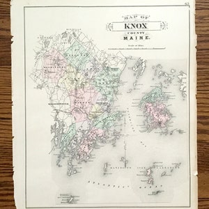 Antike Karte von Knox County, Maine, 1887 von George N. Colby & Company - Rockland, Camden, Thomaston, Vinalhaven, Deer Isle, Penobscot Bay, ME