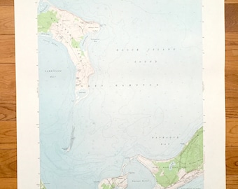 Antique Gardiners Island East, New York 1956 US Geological Survey Topographic Map – Suffolk County, East Hampton, Napeague, Long Island, NY