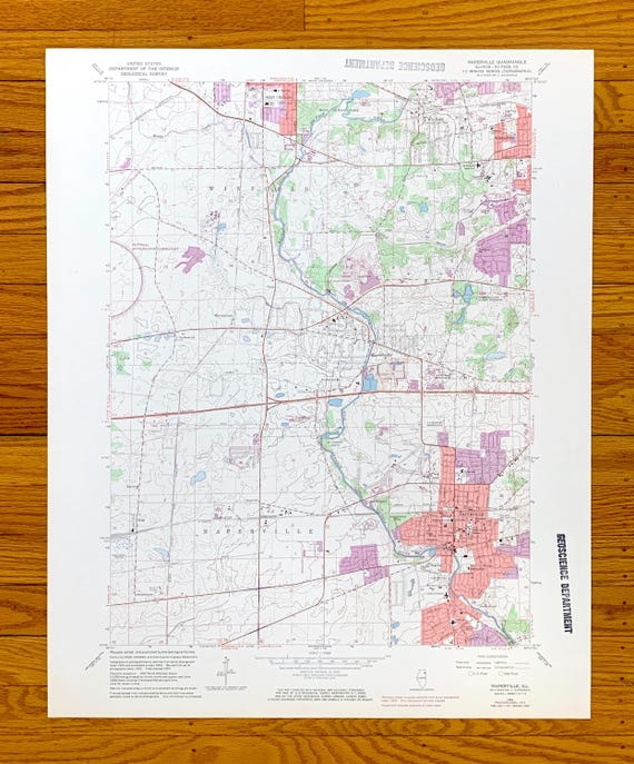 アンティーク ネイパービル、イリノイ州 1962 年米国地質調査所地形図