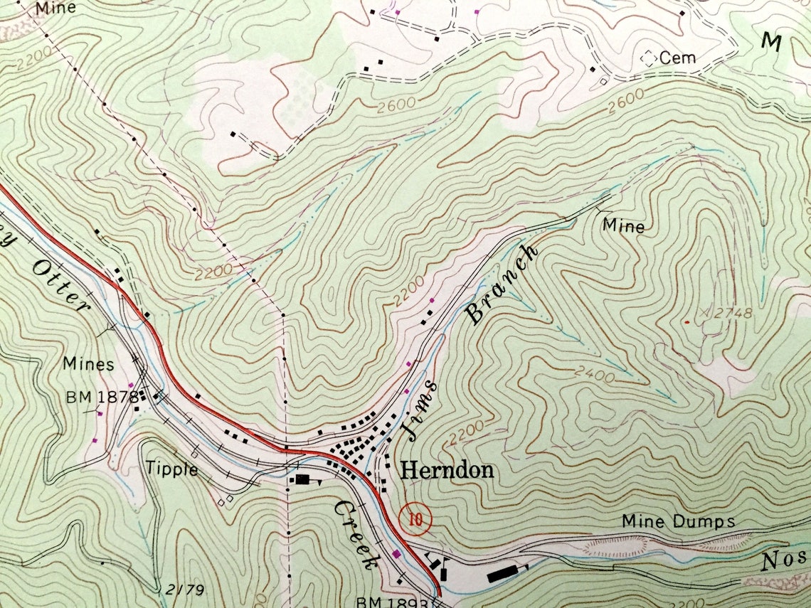 Antique Rhodell West Virginia 1967 US Geological Survey Etsy