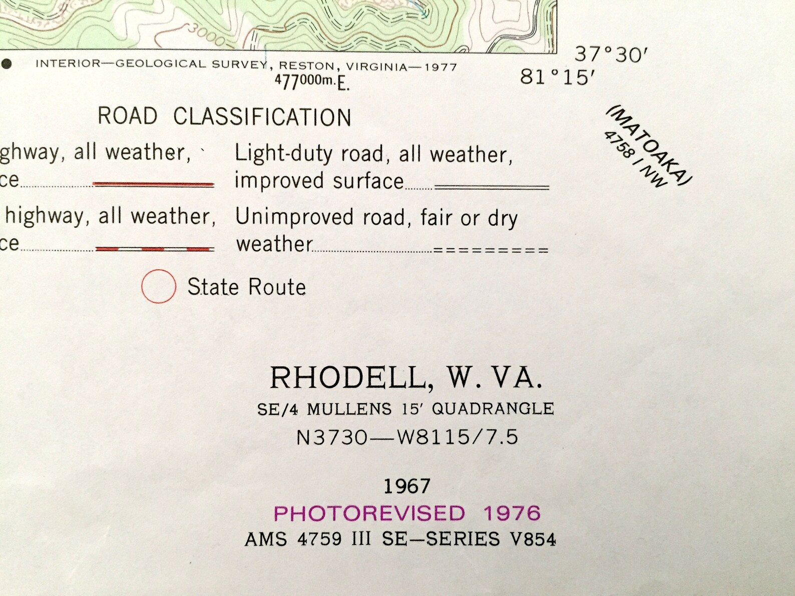 Antique Rhodell West Virginia 1967 US Geological Survey Etsy