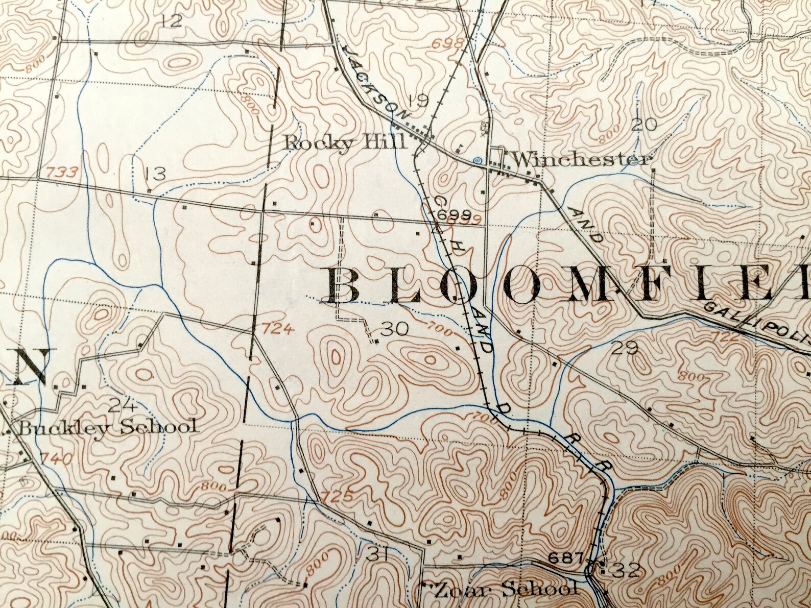 Antique Oak Hill Ohio 1912 US Geological Survey Topographic Etsy