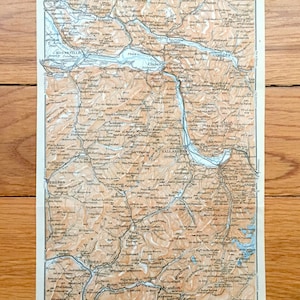 Antique 1914 Sallanches, Mapa de Francia de Baedekers Guide Atlas – Bonneville, Boege, Cluses, Taninges, La Roche, Departamento de Alta Saboya