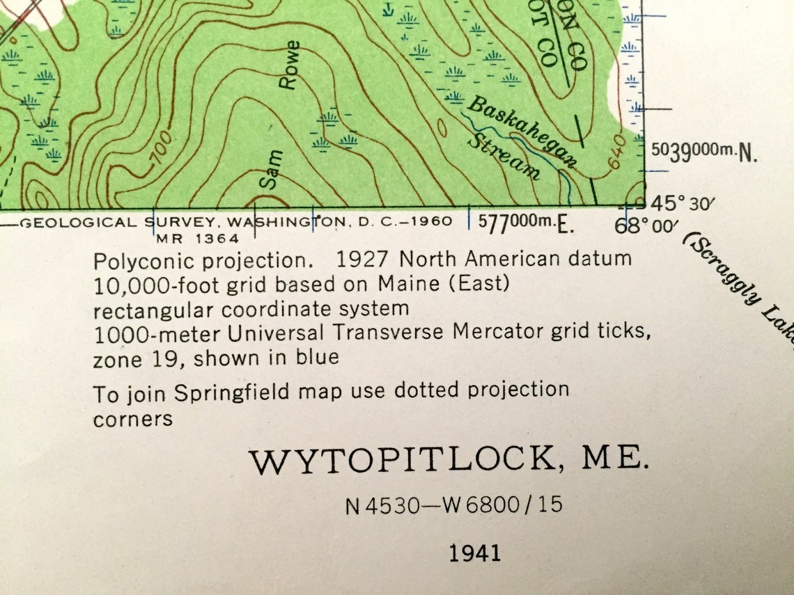 Antique Wytopitlock Maine 1941 US Geological Survey Etsy
