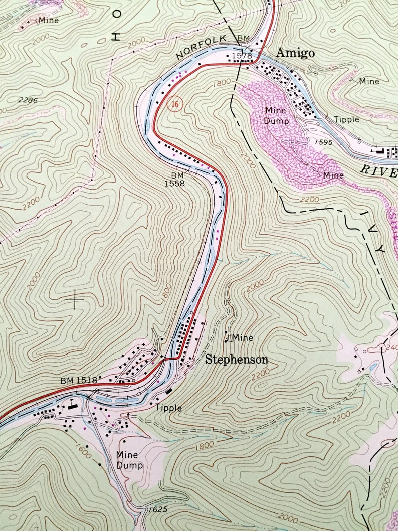 Antique Rhodell West Virginia 1967 US Geological Survey Etsy