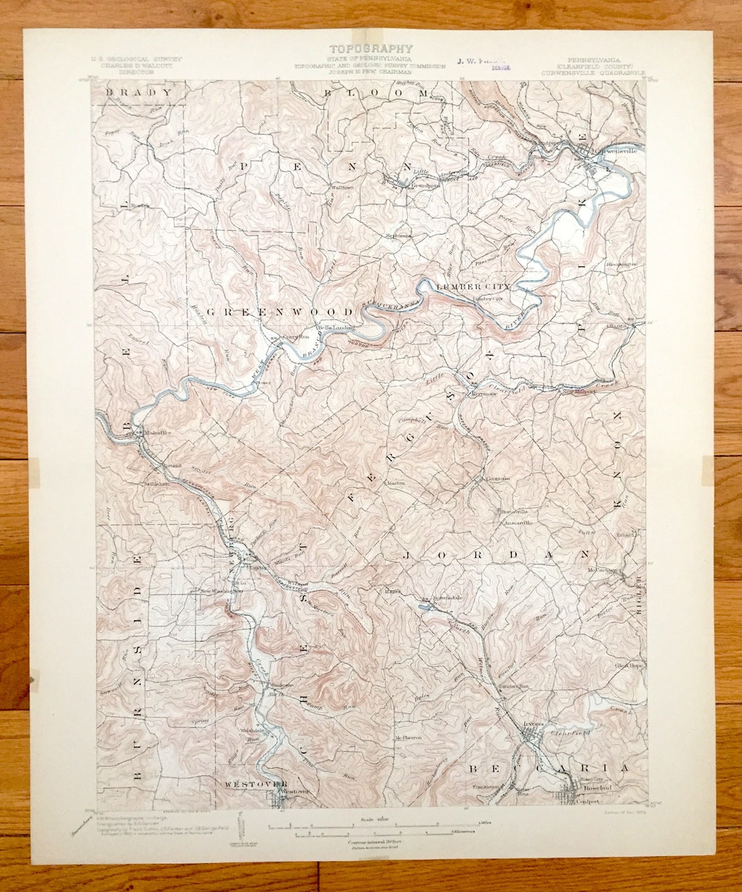 Antique Curwensville, Pennsylvania 1903 US Geological Survey
