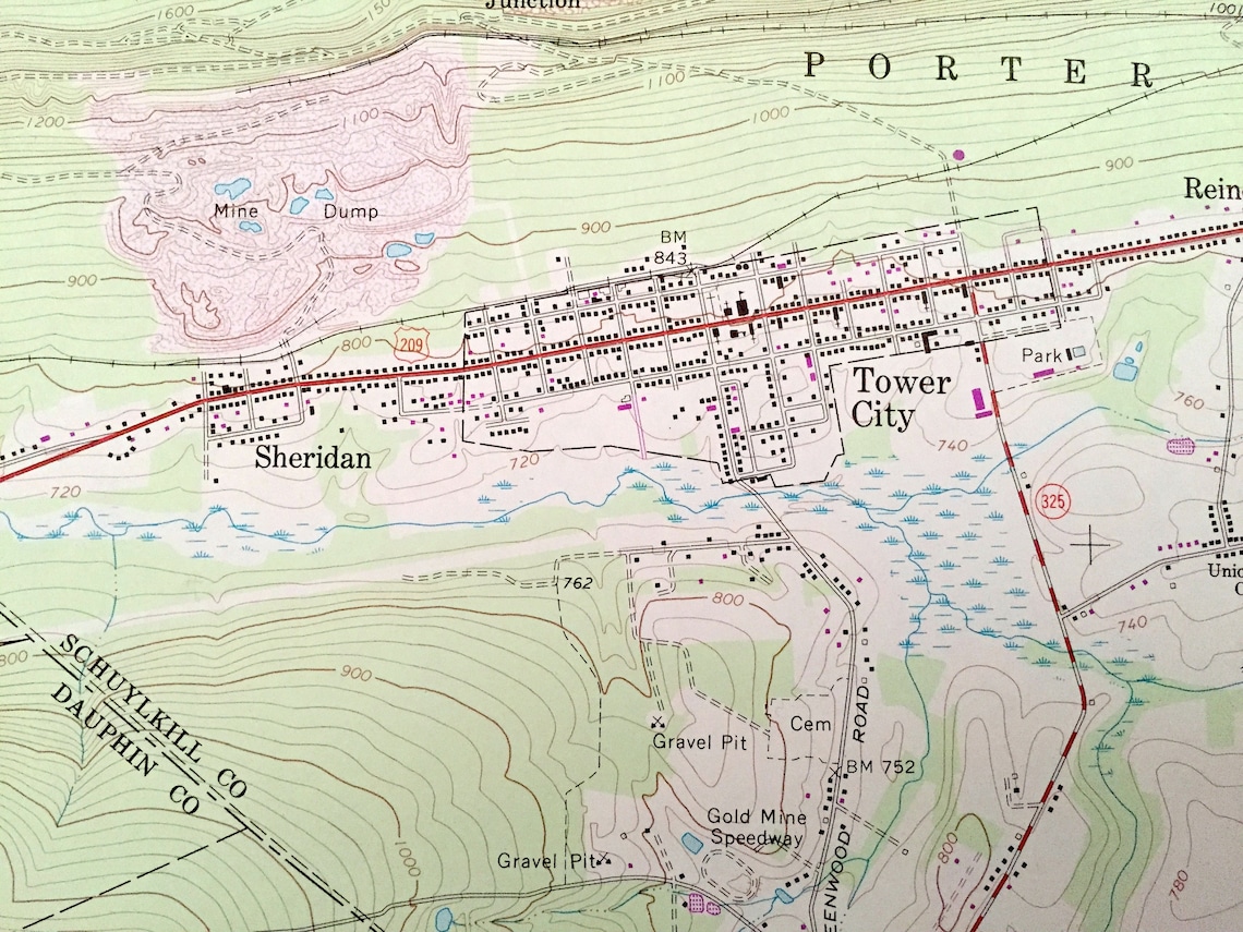 Antique Tower City Pennsylvania 1969 US Geological Survey Map Etsy