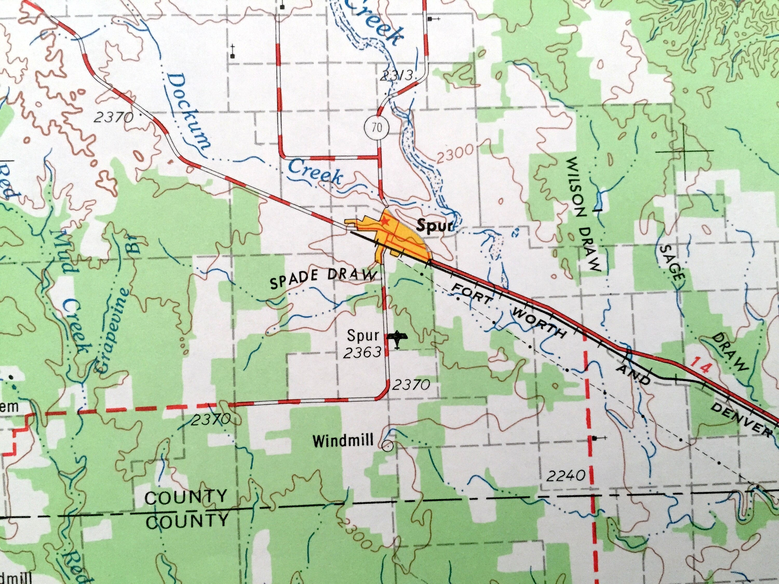 Antique Lubbock, Texas 1954 US Geological Survey Topographic Map