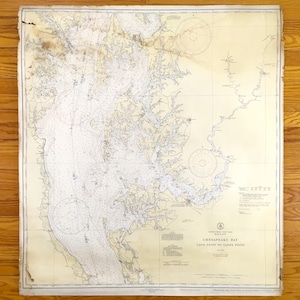 Antike Chesapice Bay Seekarte der US Küstenwache von 1935 – Ostküste, Annapolis, Easton, St. Michaels, Oxford, Cambridge, Kent Island, Maryland
