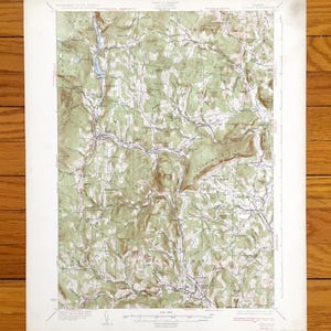 Carte topographique antique de Ludlow, Vermont, 1929 US Geological Survey - Plymouth, Reading, Cavendish, Chester, Andover, Okemo Mountain Resort VT