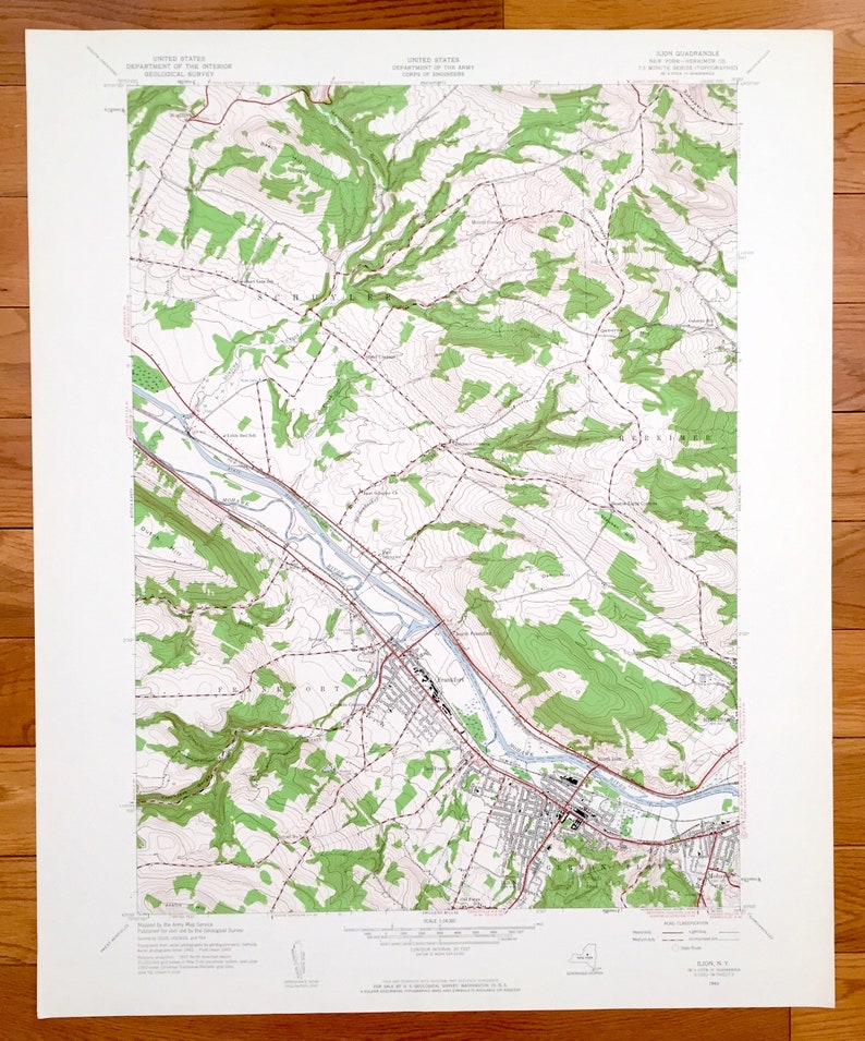 Antique Ilion New York 1943 US Geological Survey Topographic Etsy