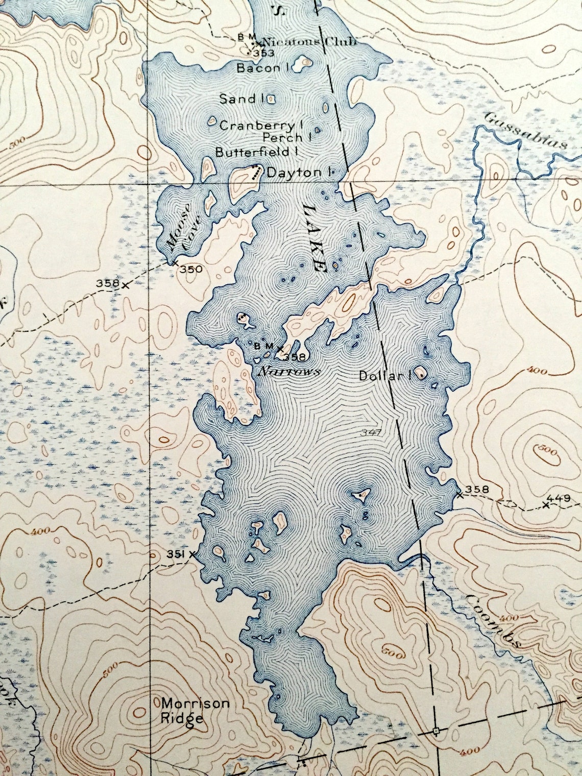 Antique Nicatous Lake Maine 1934 US Geological Survey Etsy UK
