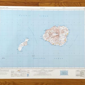Antique Kauai, Hawaii 1970 Mapa topográfico del Servicio Geológico de EE. UU. – Kekaha, Koloa, Eleele, Lihue, Canal Kaulakahi, Océano Pacífico, Isla, HI