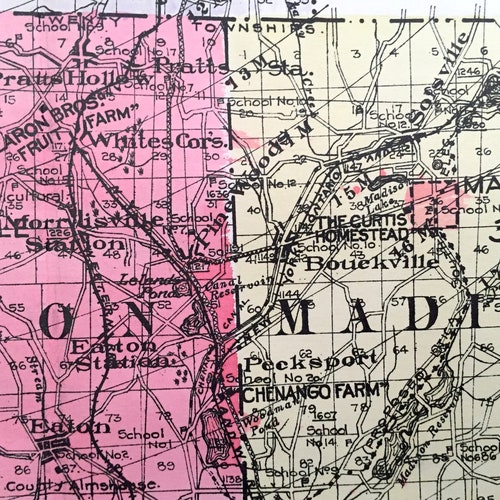Antique Madison County, New York 1912 New Century Atlas Map shops – Oneida, Bridgeport, Cazenova, Chittenango, Canastota, Hamilton, Brookfield, NY