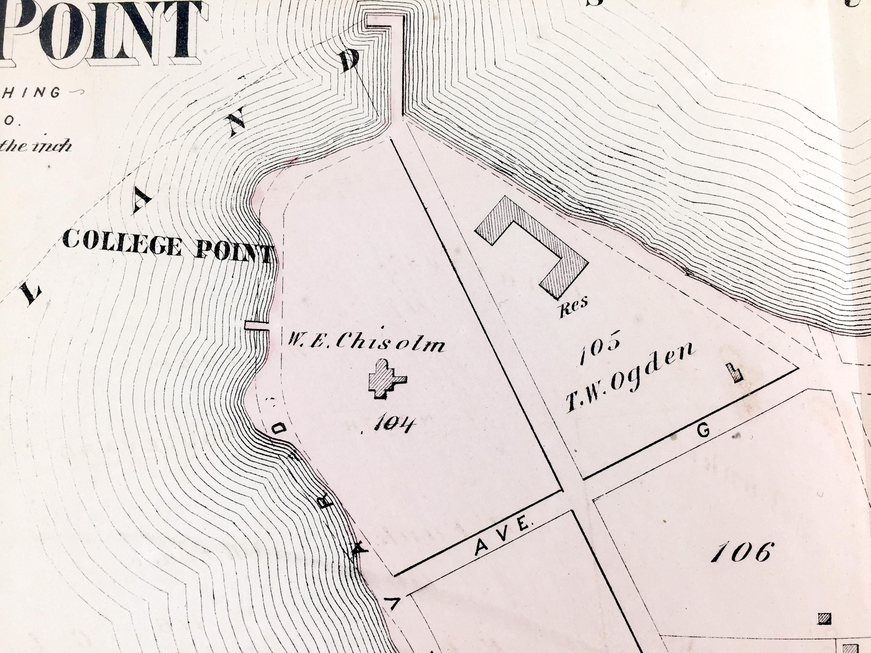 Antique 1873 College Point, Queens Map From F.W. Beers Atlas of Long ...