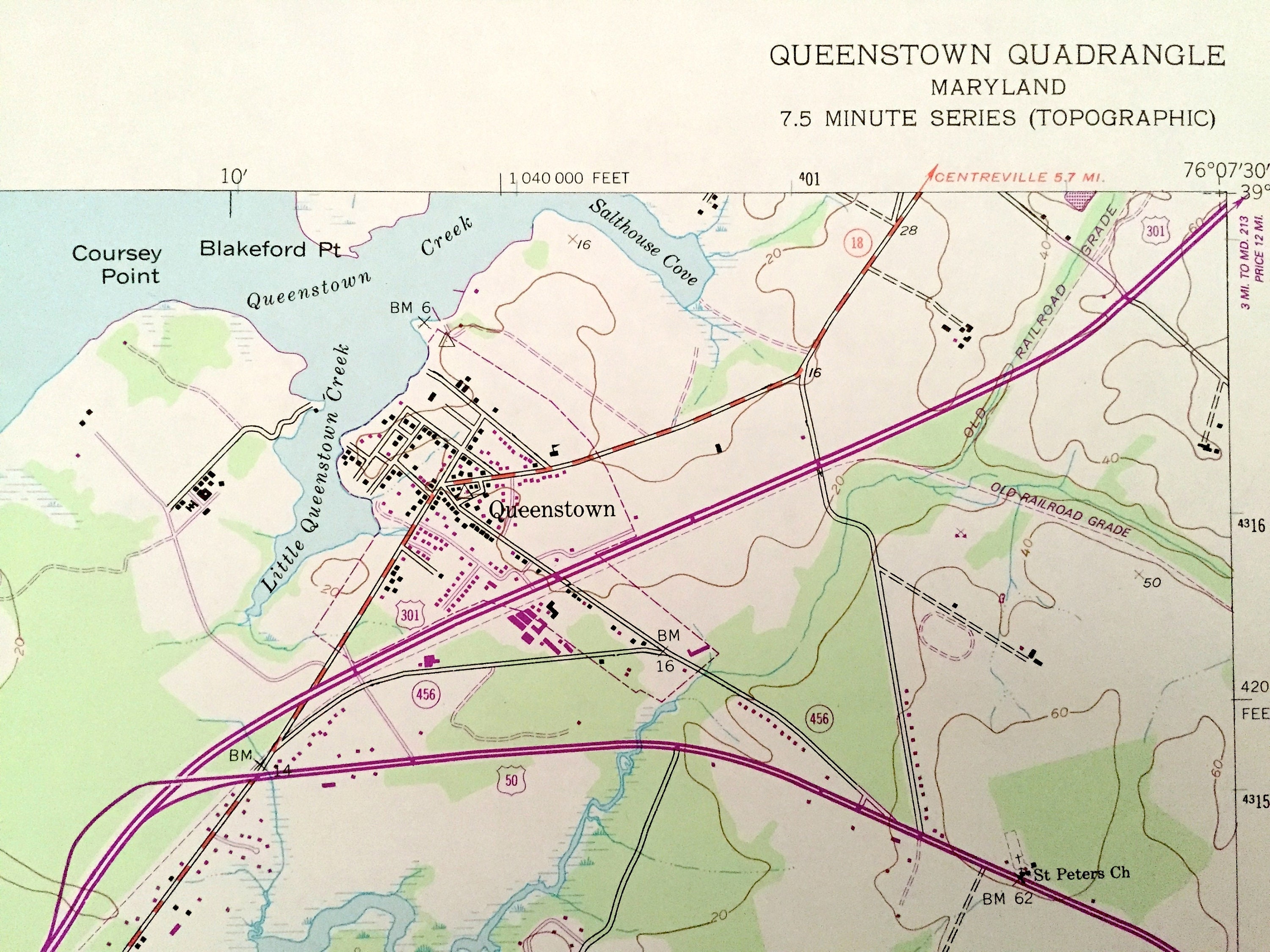 Antique Queenstown Maryland 1942 US Geological Survey Etsy